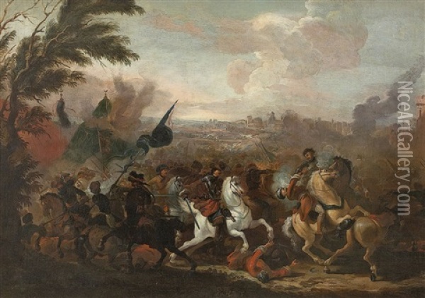 Reitergefecht Zwischen Christlichen Und Osmanischen Soldaten Oil Painting - Joris van Bredael