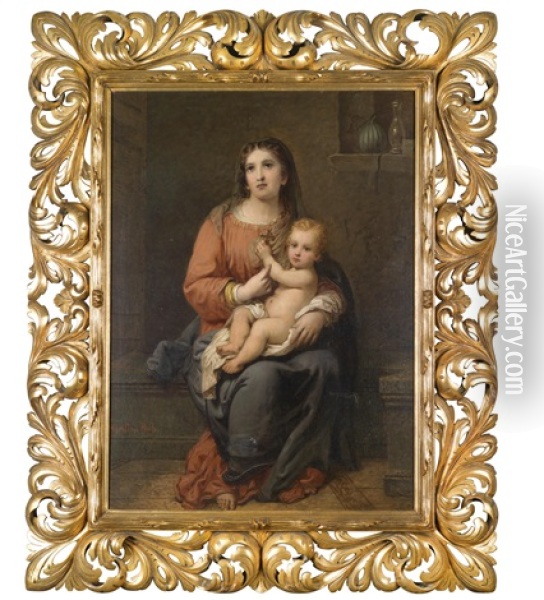 Madonna Mit Kind, Nach Der Dresdner Madonna Von Murillo Oil Painting - Franz Russ the Younger