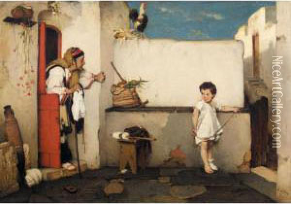 The Naughty Grandchild Oil Painting - Nikoforos Lytras