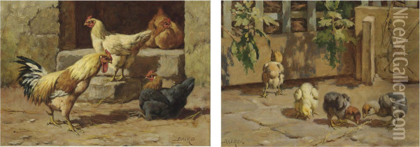 A Group Of Poultry Oil Painting - William Baptiste Baird