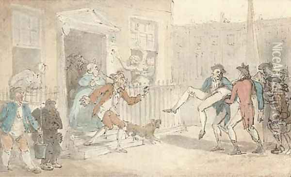 After the duel Oil Painting - Thomas Rowlandson