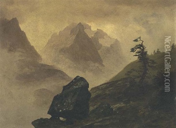Mountain Valley Oil Painting - Albert Bierstadt