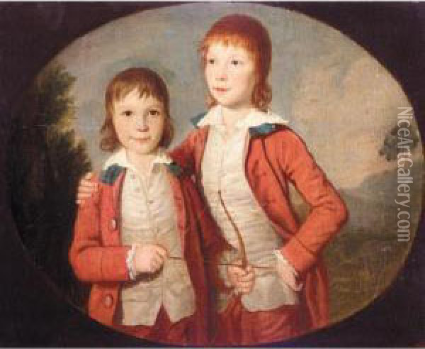 Portrait Of Two Boys Oil Painting - David Allan