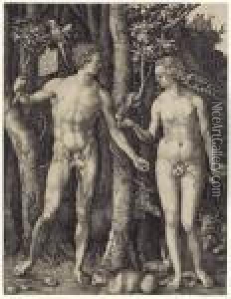 Adam And Eve Oil Painting - Albrecht Durer