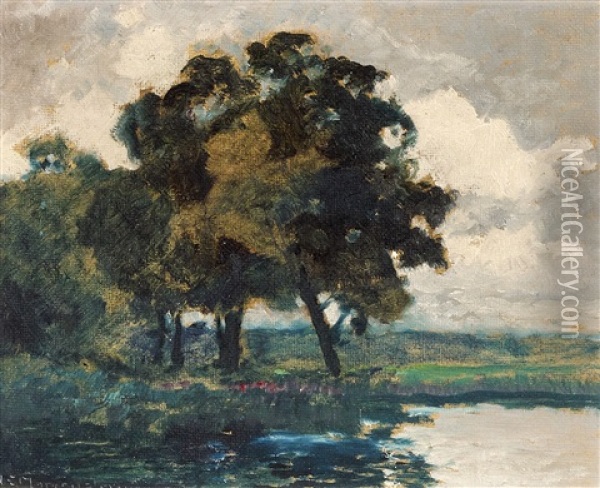 Landschaft (buchwald Bei Wolfshain?) Oil Painting - Carl Ernst Morgenstern