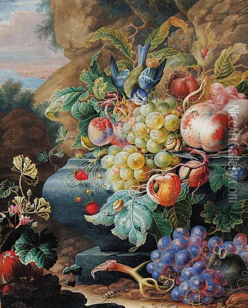 Untitled - Still Life With Fruit Oil Painting - Herman Henstenburgh