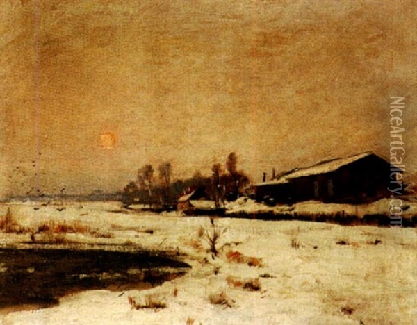 Paysage D'hiver Oil Painting - Louis Braquaval