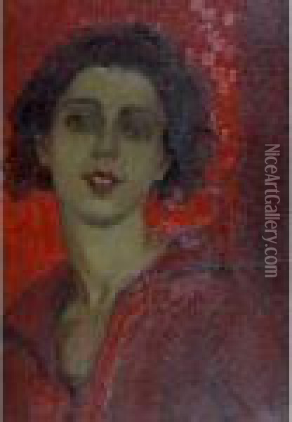 Ragazza In Rosso Oil Painting - Paul Glauco Cambon