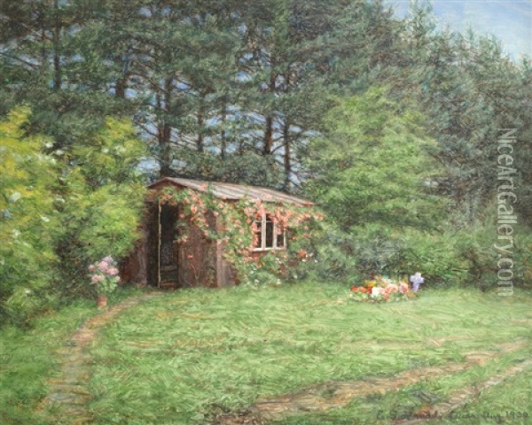 Sir Arthur Conan Doyle's Writing Shed And Grave Oil Painting - Edward George Handel Lucas