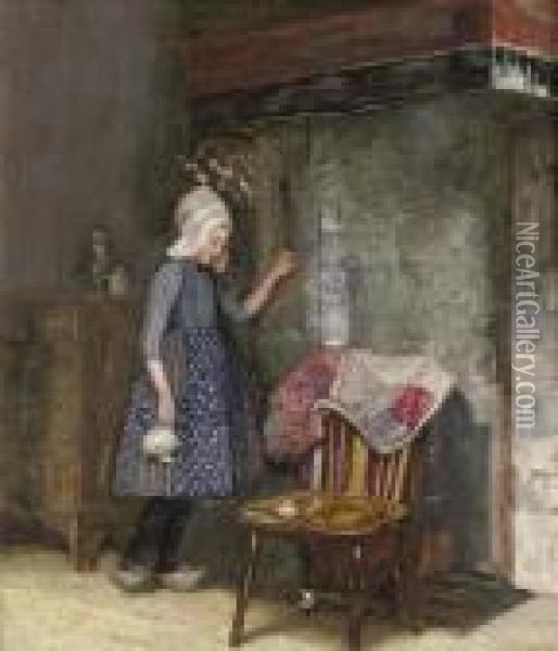 Stealing A Glance At The New Dress Oil Painting - Joseph Walter West