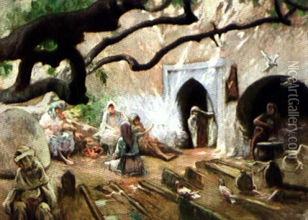 Le Cimetiere Des Princesses, Alger Oil Painting - Adolphe Ernest Gumery