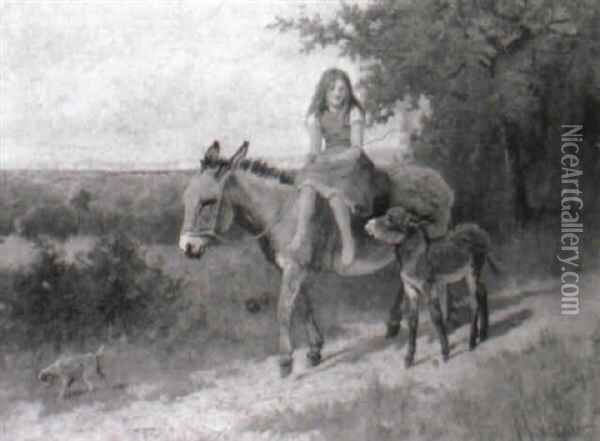 The Donkey Ride Oil Painting - Arthur Batt