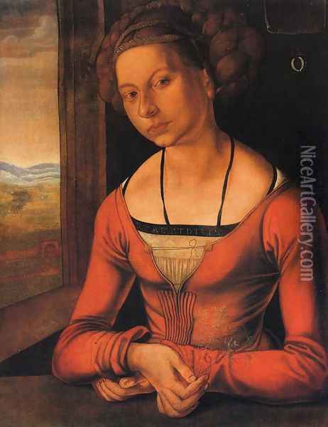 Portrait of a Woman with Her Hair Up Oil Painting - Albrecht Durer