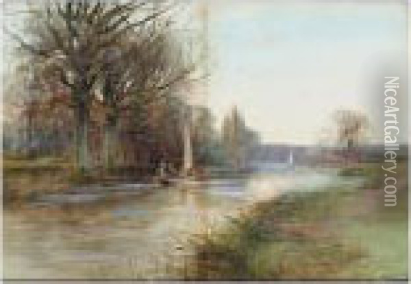 Near Marlow On The Thames Oil Painting - Henry Charles Fox