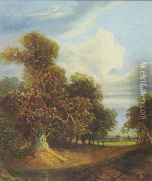 Wooded Landscape Oil Painting - Joseph Paul