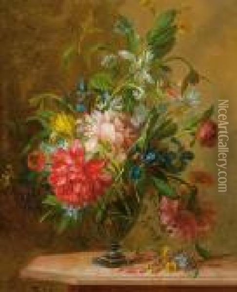 Still Life Of Flowers Oil Painting - Willem van Leen