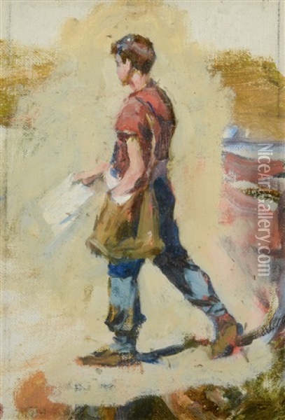 Paperboy Oil Painting - Stanhope Forbes