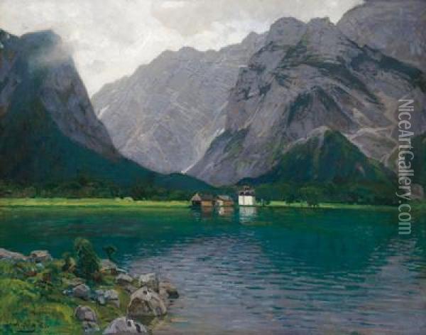 Konigssee Mit St. Bartholoma Oil Painting - Konrad Ludwig Lessing