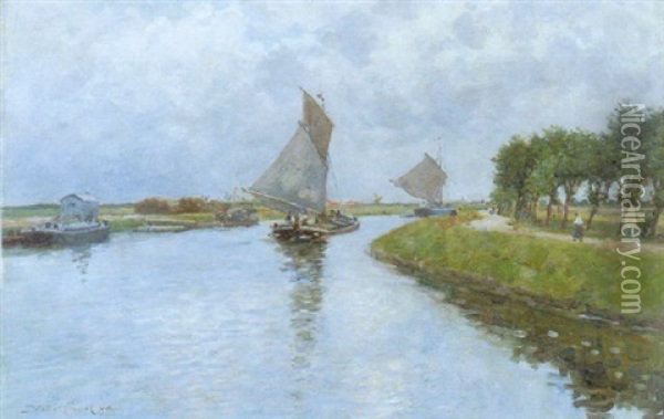 Path Along The River Oil Painting - Maurice Francois Auguste Courant