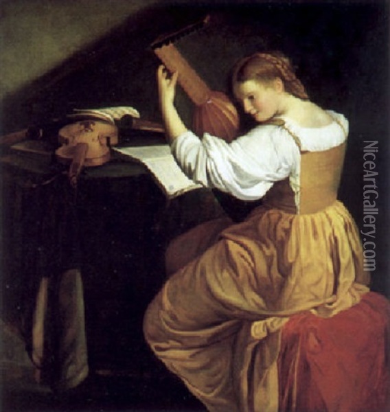 Die Lauterspielerin Oil Painting - Orazio Gentileschi