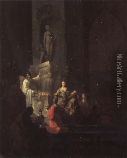 The Idolatry Of King Solomon Oil Painting - Willem De Poorter