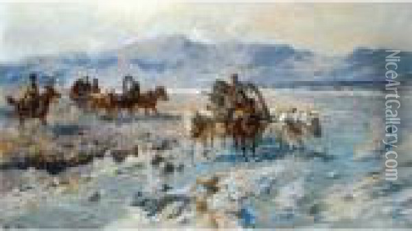 Tsar Alexander Iii Travelling Through The Caucasus Oil Painting - Franz Roubaud