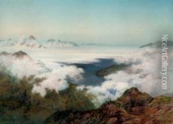 The Reward Of A Victorious Ascent: Schynige Platte Oil Painting - Arthur Croft