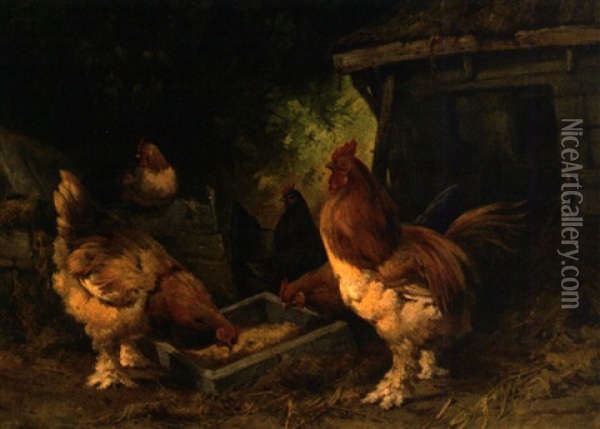 Im Hunhnerhorf Oil Painting - Marinus Adrianus Koekkoek