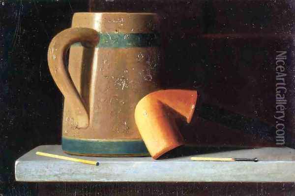 Still Life with Mug and Pipe Oil Painting - John Frederick Peto