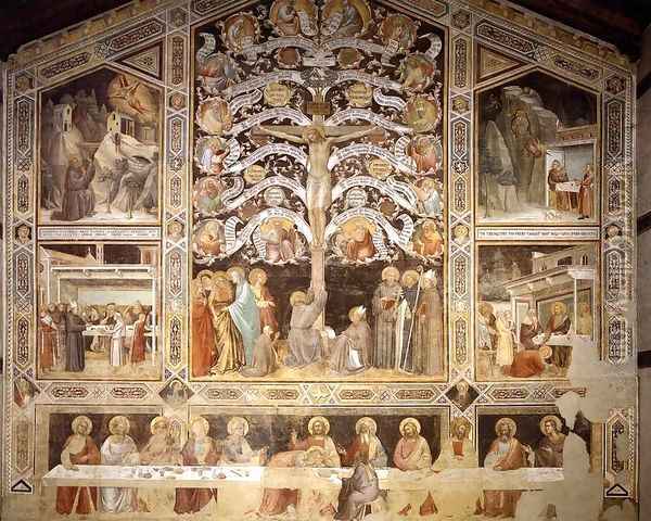 Last Supper, Tree of Life and Four Miracle Scenes 2 Oil Painting - Taddeo Gaddi