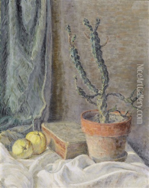 Stilleben Mit Kaktus Oil Painting - Emil Prochaska