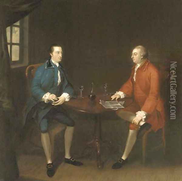 Two gentlemen seated at a table Oil Painting - John Thomas Seton