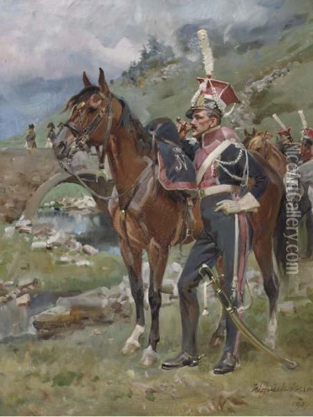 Polish Lancers Of The French Imperial Guard Oil Painting - Wojciech Von Kossak