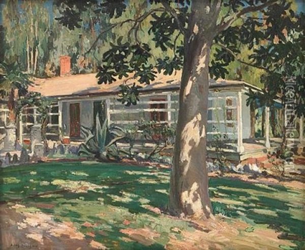 Adobe House, Rancho Santa Anita Oil Painting - Jules Eugene Pages