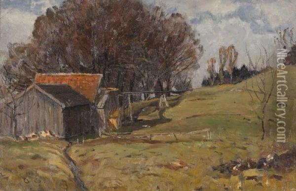 Herbstlandschaft Am Waldrand Oil Painting - Otto Gampert