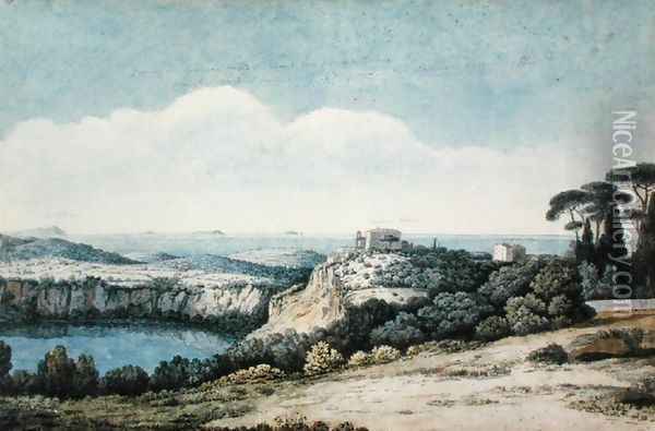 Lake Nemi and Genzano Oil Painting - Thomas Jones