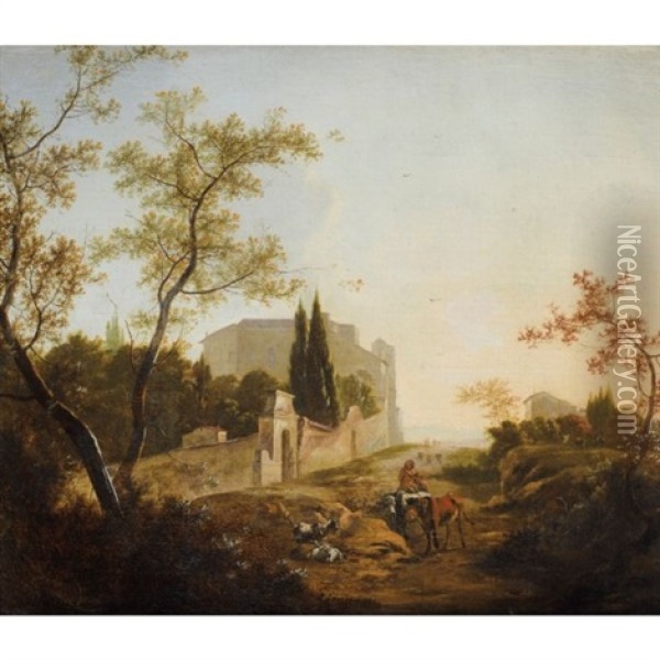 Paysage Avec Un Cavalier Pres D'une Villa Oil Painting - Jan Snellinck III
