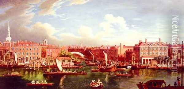 View Of The Thames At The Joining Of The River Fleet Oil Painting - Samuel Wale