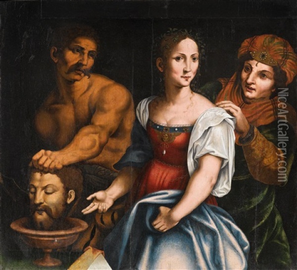 Salome With The Head Of Saint John The Baptist Oil Painting - Cesare da Sesto