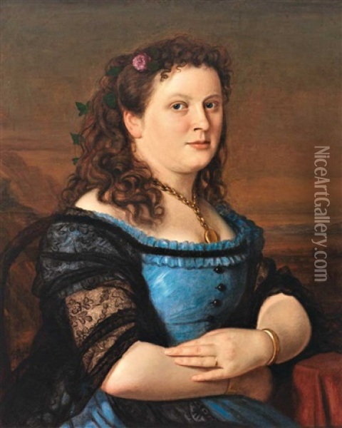 Portrait Der Pepina Schmid, Geb. Schilling, Gattin Von Dr. Theodor Schmid Oil Painting - Anton Boch