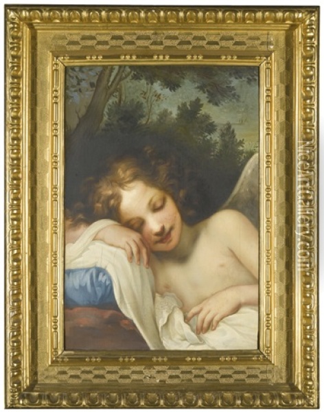 Sleeping Cupid (after Baldassare Franceschini) Oil Painting - Rodolfo Paoletti