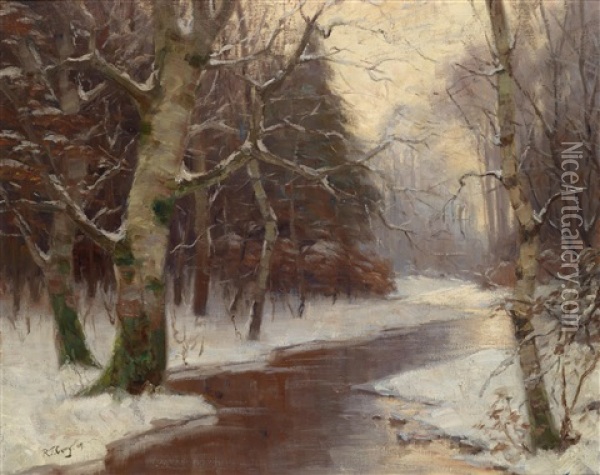 Winterliche Bachlandschaft Oil Painting - Robert Franz Curry
