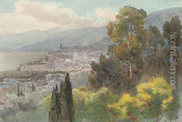 View of Cannes Oil Painting - Alfred Stevens