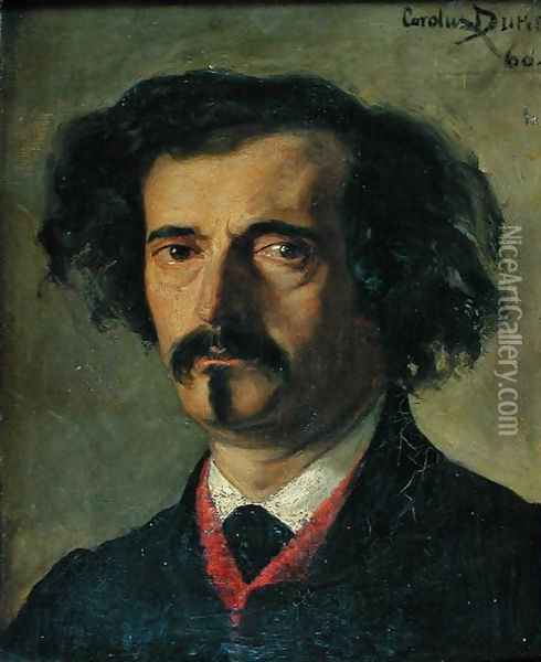Portrait of Jules Barbey d'Aurevilly (1808-89) 1860 Oil Painting - Carolus (Charles Auguste Emile) Duran