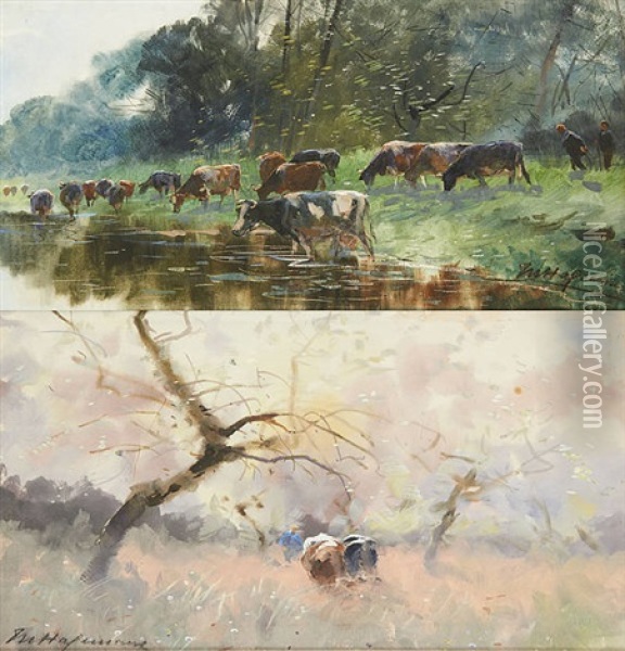 Vaches Oil Painting - Maurice Hagemans