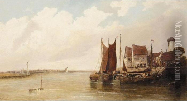 On The Maas Near Dordrecht Oil Painting - Arthur Joseph Meadows