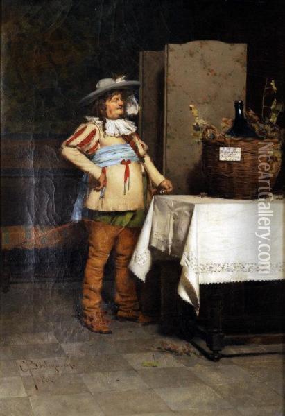 The Rotund Cavalier Oil Painting - Giuseppe Bortignoni