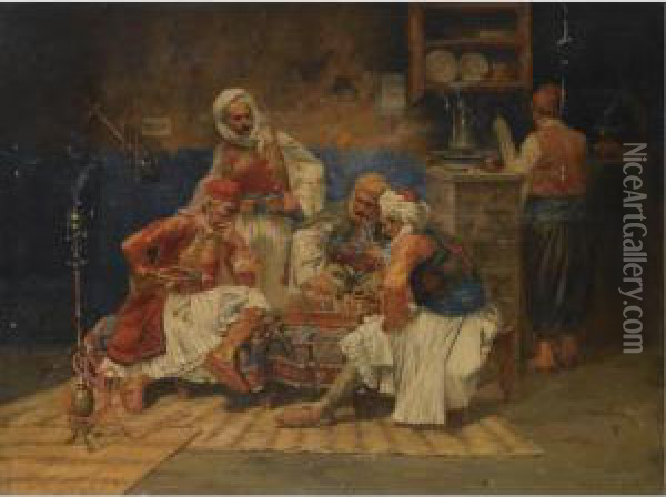 Chess Players Oil Painting - Albert Julius Franke