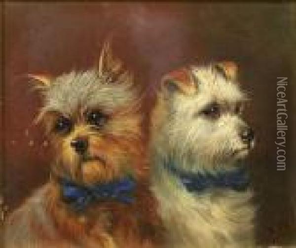 Two Terriers Oil Painting - John Arnold Wheeler