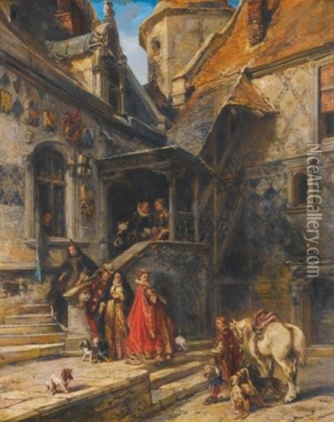 Scene D'inquisition Oil Painting - Louis-Gabriel-Eugene Isabey
